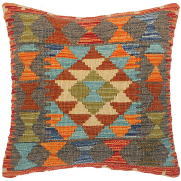handmade Traditional Pillow Blue Gray Hand-Woven SQUARE 100% WOOL kilim throw pillow